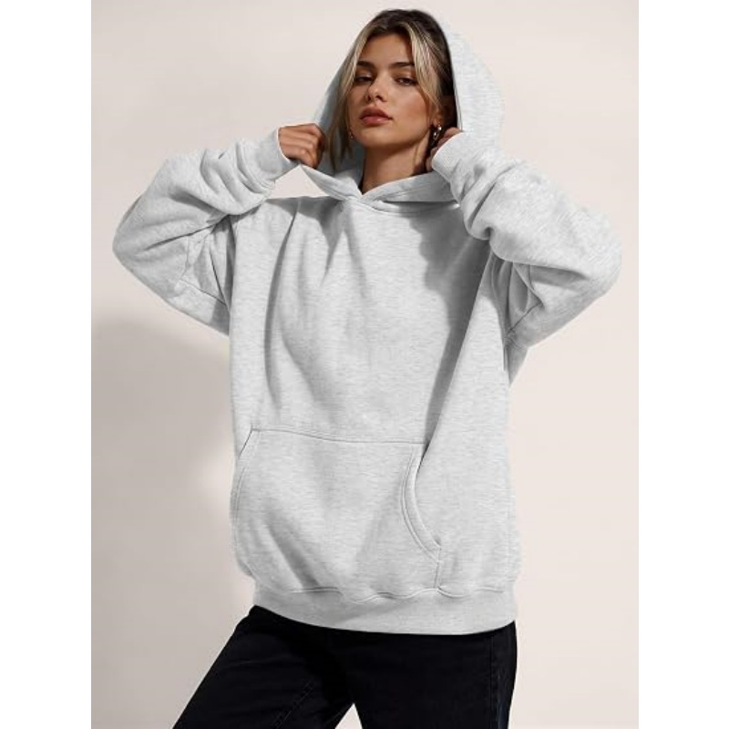 Women's Oversized Drop Shoulder Hoodie, Pullover with Large Kangaroo Pocket