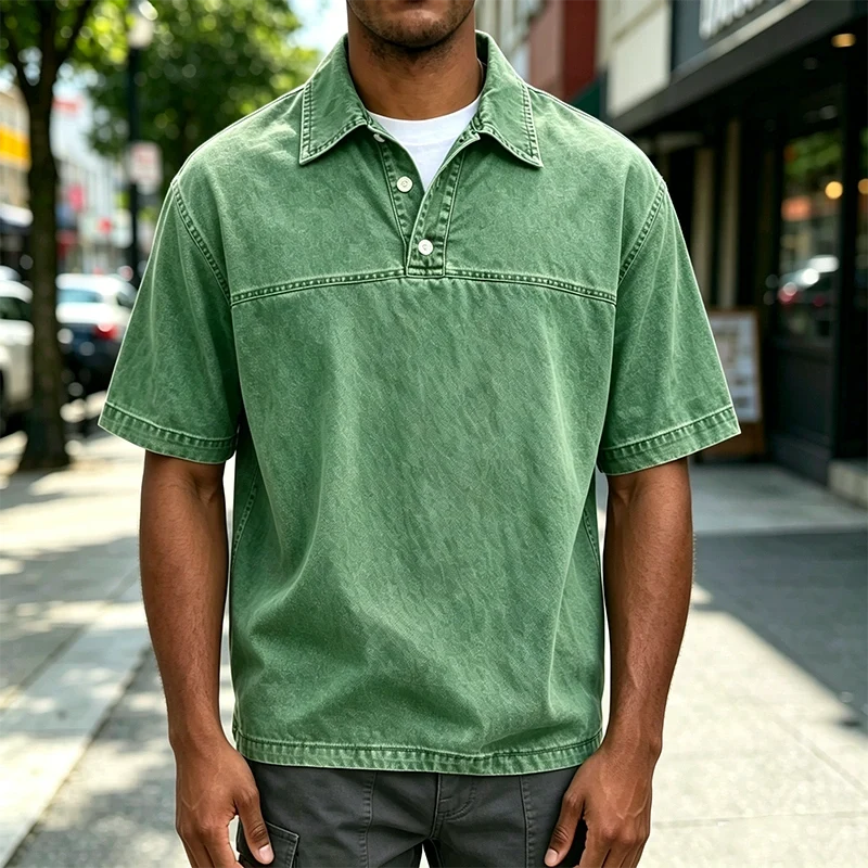 Mivanity Acid Wash Cotton Polo Shirts