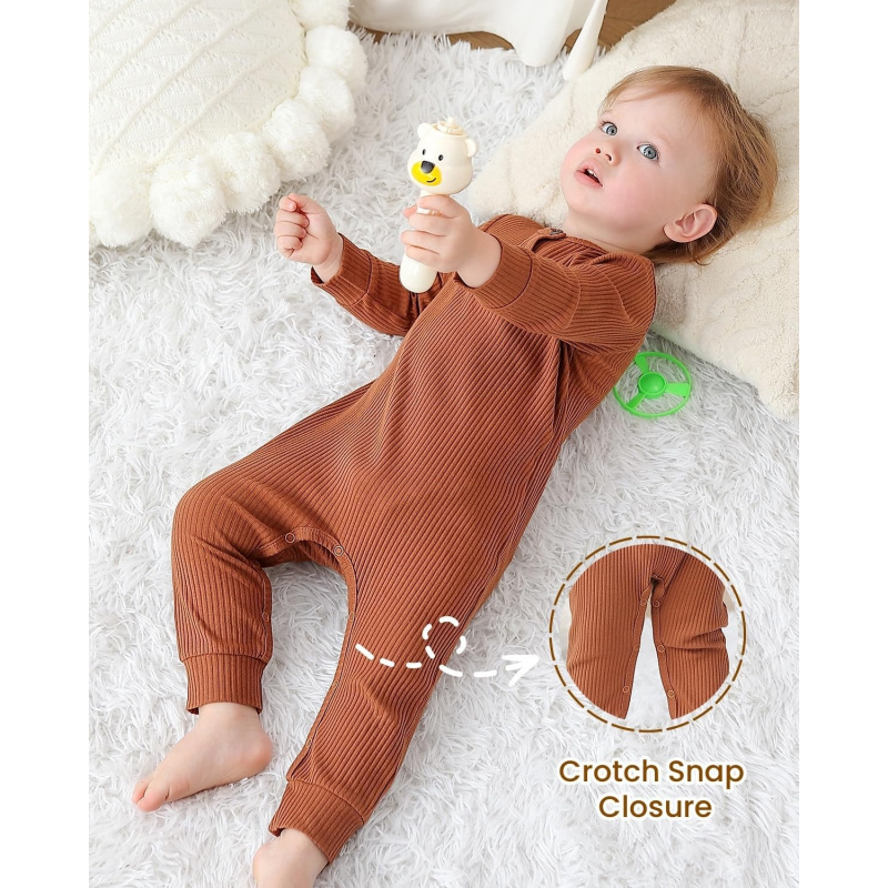VAELIRAEL Baby Boy Girl 2/3 Pack Solid Romper
