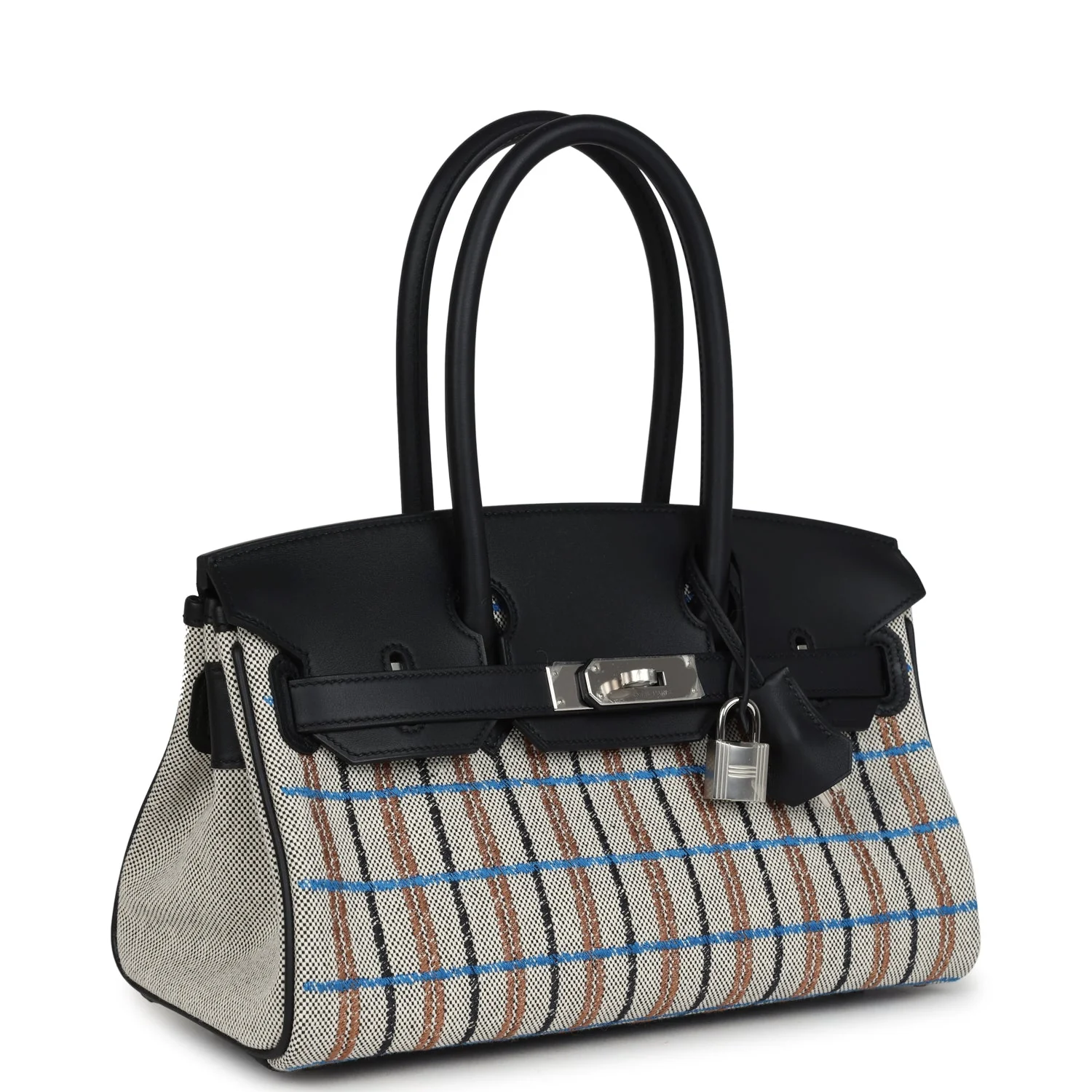 Hermes Shoulder Birkin Light 29 Multicolor Toile and Black Swift Palladium Hardware