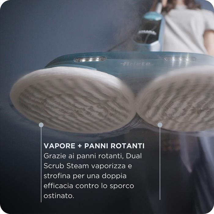 ARIETE - Scopa a vapore con panni 4178 DUAL STEAM SCRUB-Blu