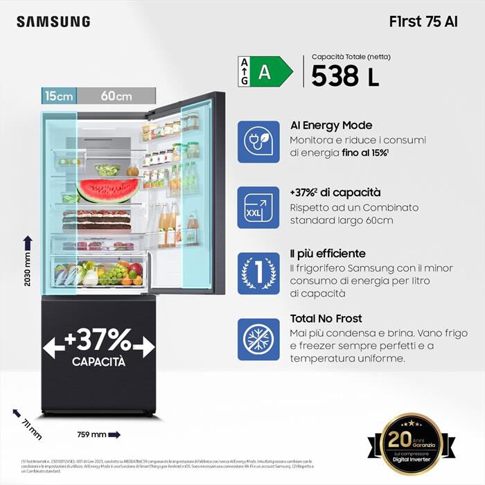 SAMSUNG - Frigorifero combinato RB53DG706AB1EF F1RST75 AI-ANTRACITE