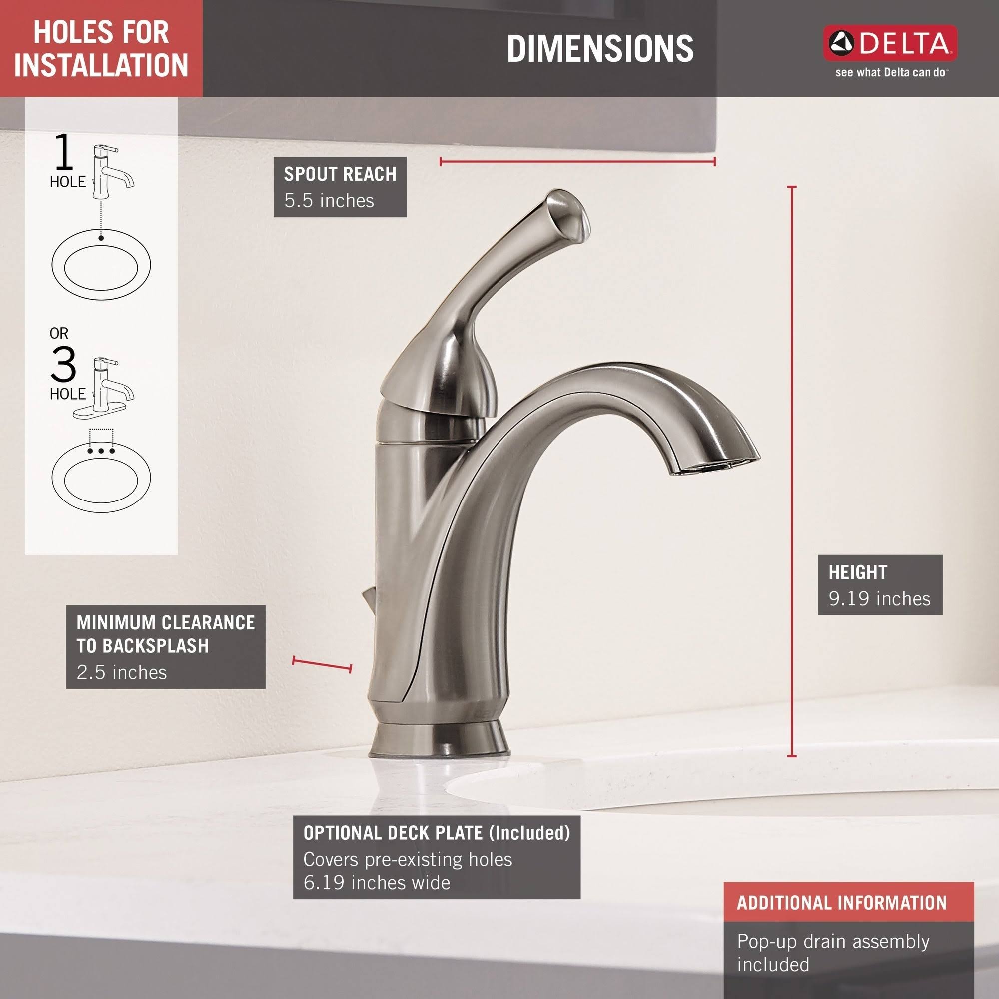 Delta 15999-SS-DST Haywood Single Handle Centerset Bathroom Faucet - Stainless