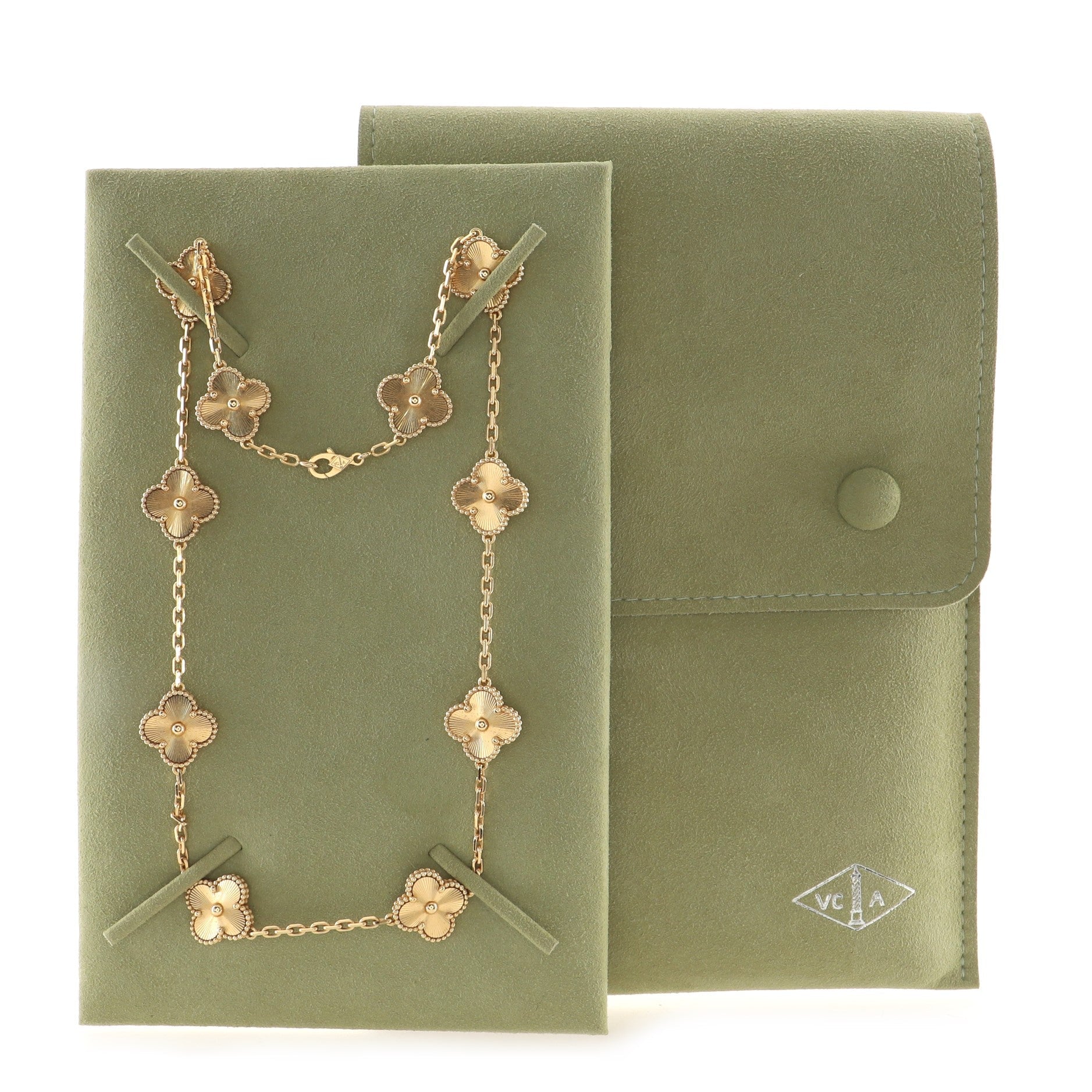 Vintage Alhambra 10 Motifs Necklace Guilloche 18K Yellow Gold