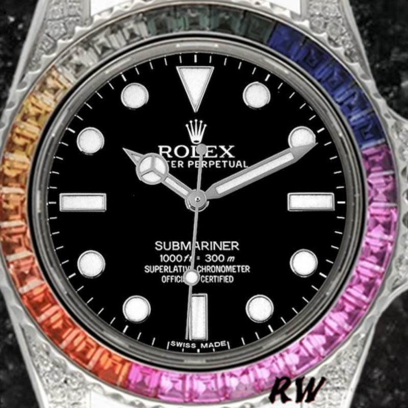 Rolex Submariner 116610 Black Dial White Rubber strap 40mm Mens Replica Watch