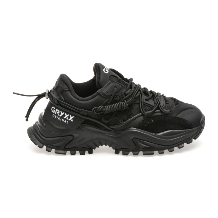 Pantofi sport GRYXX negri, 82691, din material textil si piele naturala