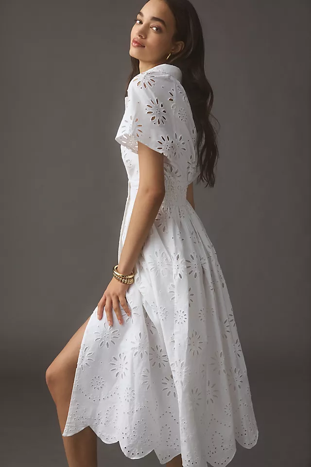 Eyelet Shirt Dress WHITE