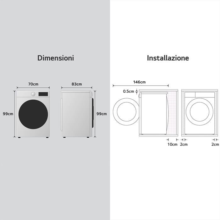 LG - Lavatrice AI DD F0P3020TSWC XL 20kg Classe B-Bianco