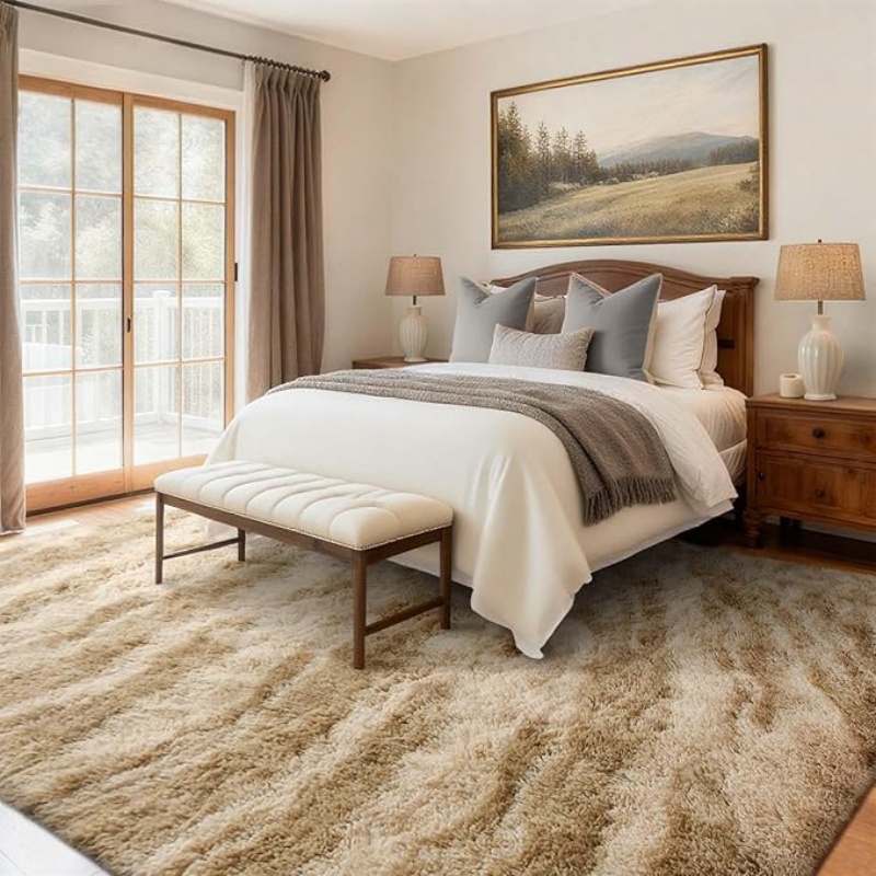 6x9 Ft Large Shag Black Rug for Living Room