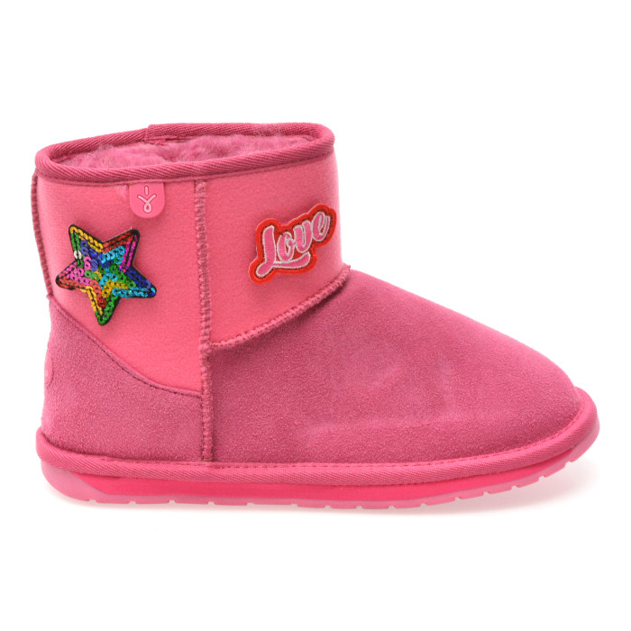Ghete EMU roz, WALLABY MINI PLAY, din piele intoarsa
