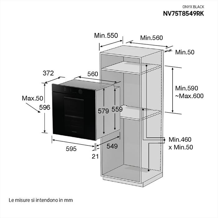 SAMSUNG - Forno incasso elettrico NV75T8549RK/ET Classe A+-Onyx black designe