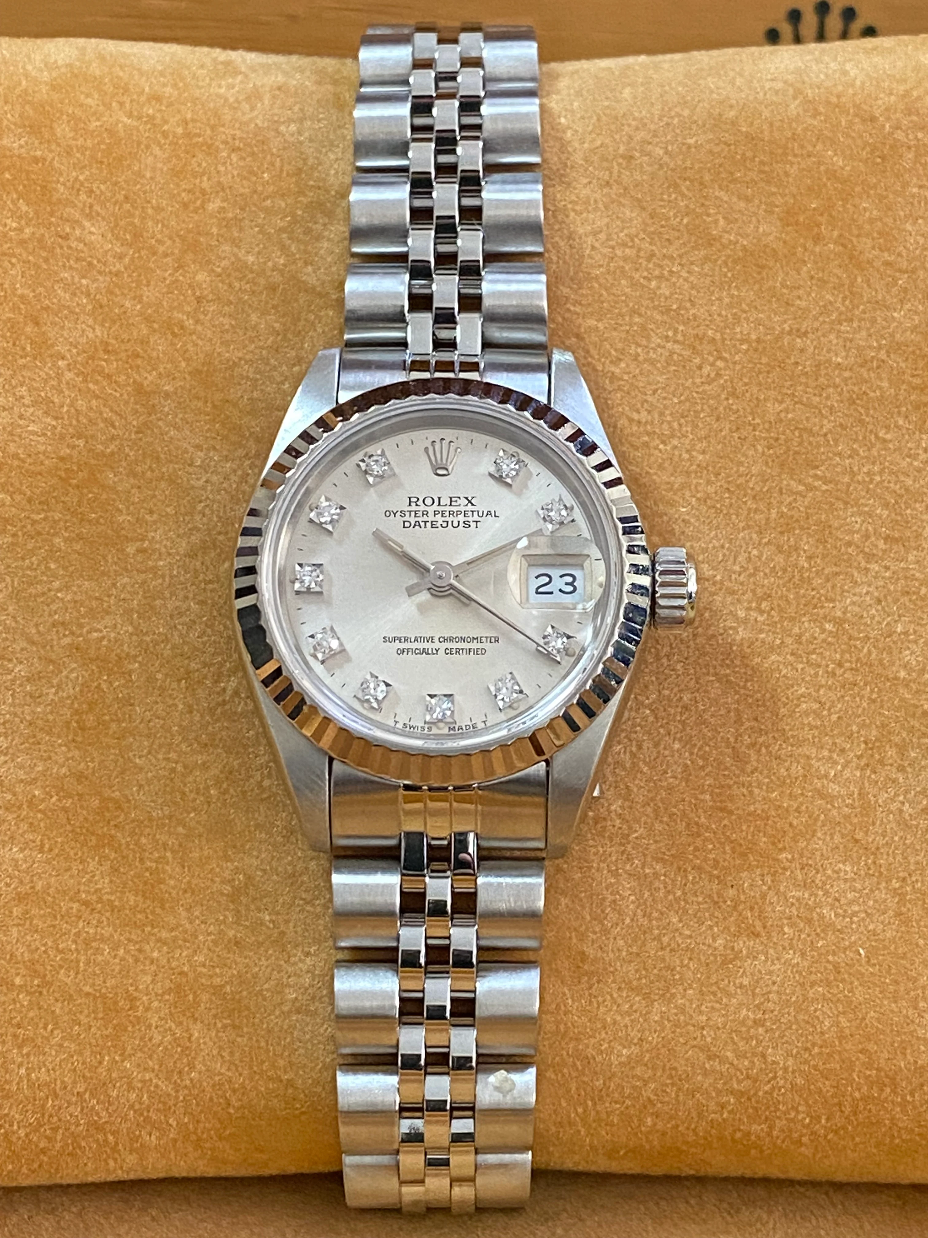 Rolex Steel Lady-Datejust - E serial- Fluted Bezel - Factory Diamond Dial - Jubilee Bracelet - 69174