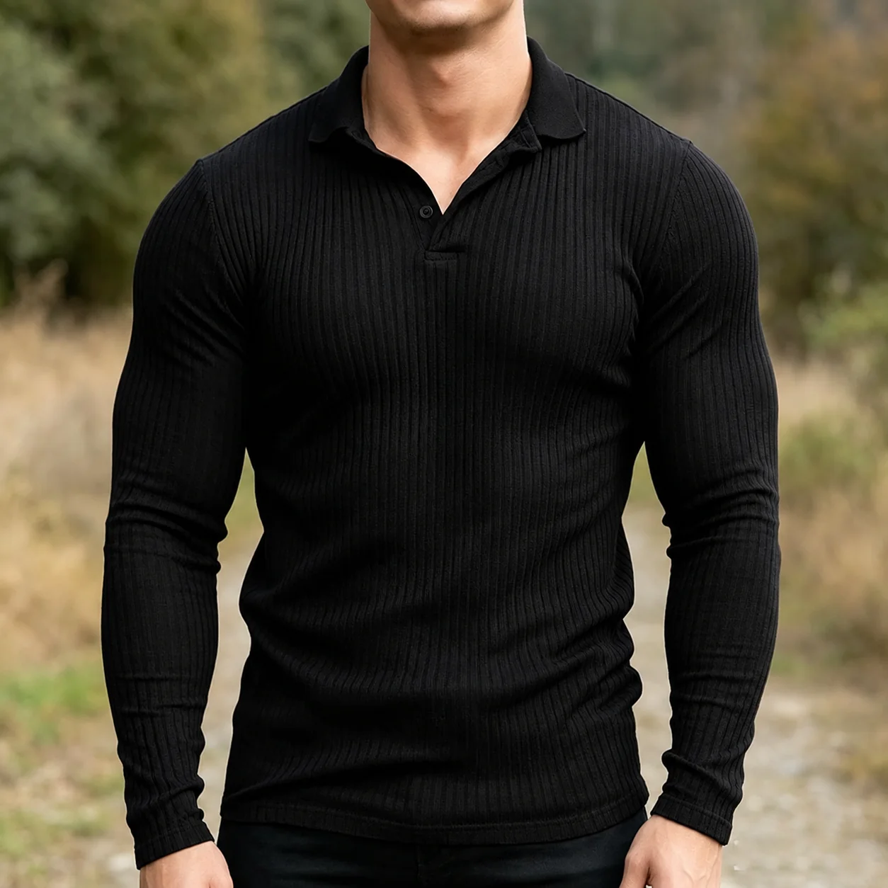Mivanity Stretchy Slim Fit Knit Polo Shirts