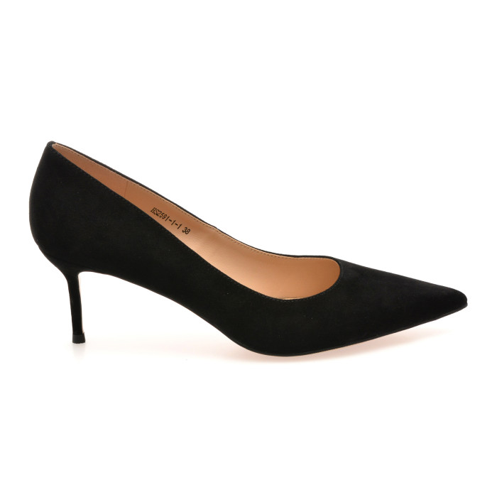 Pantofi eleganti EPICA PREMIUM negri, 2591, din piele intoarsa