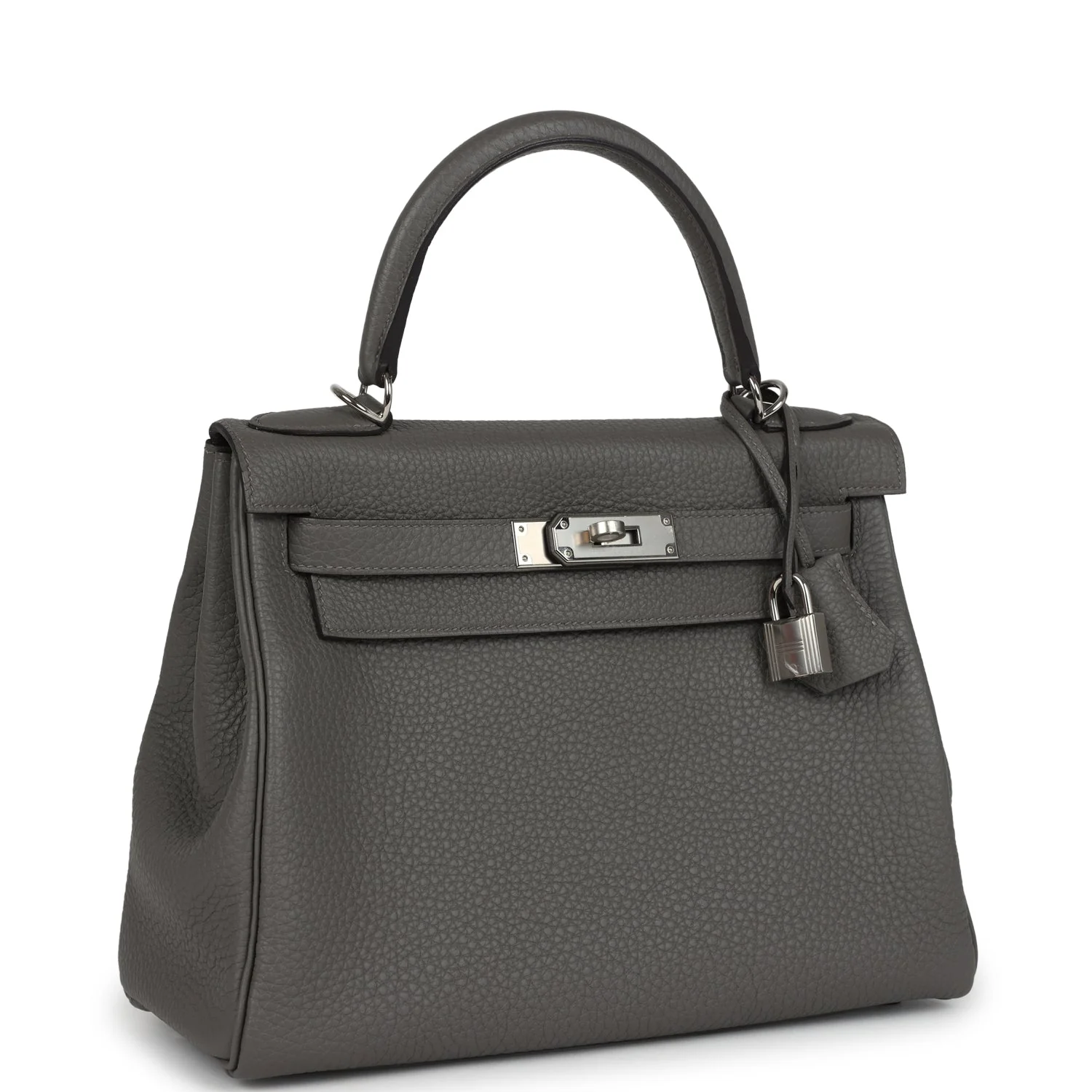 Hermes Kelly Retourne 28 Gris Meyer Clemence Palladium Hardware