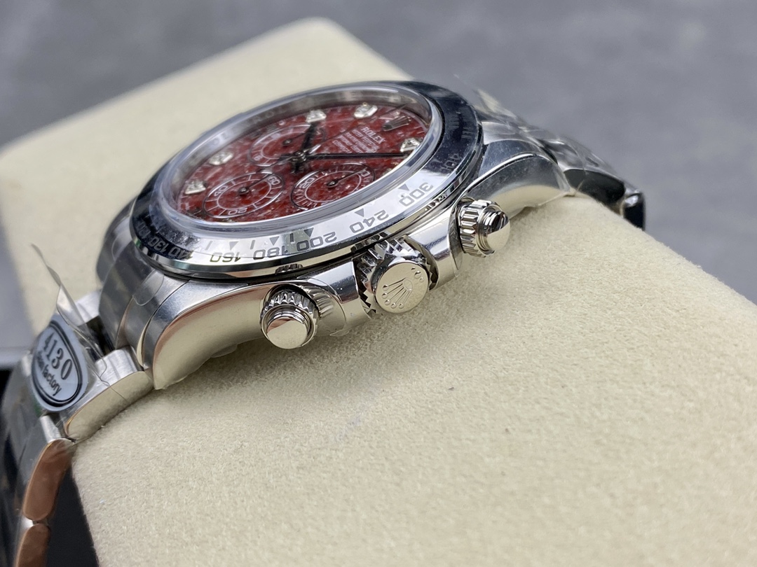 Rolex Cosmograph Daytona 40MM White Gold Rare Rubellite Dial 116509 Men's Watch