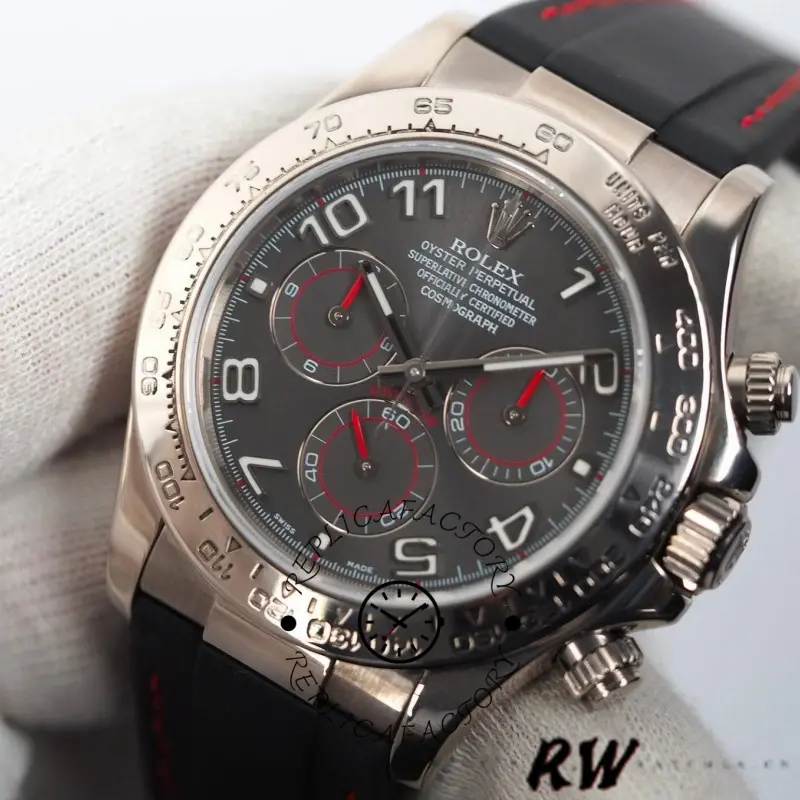 Rolex Daytona 116519 Grey Dial Black RubberB strap 40mm Mens Replica Watch