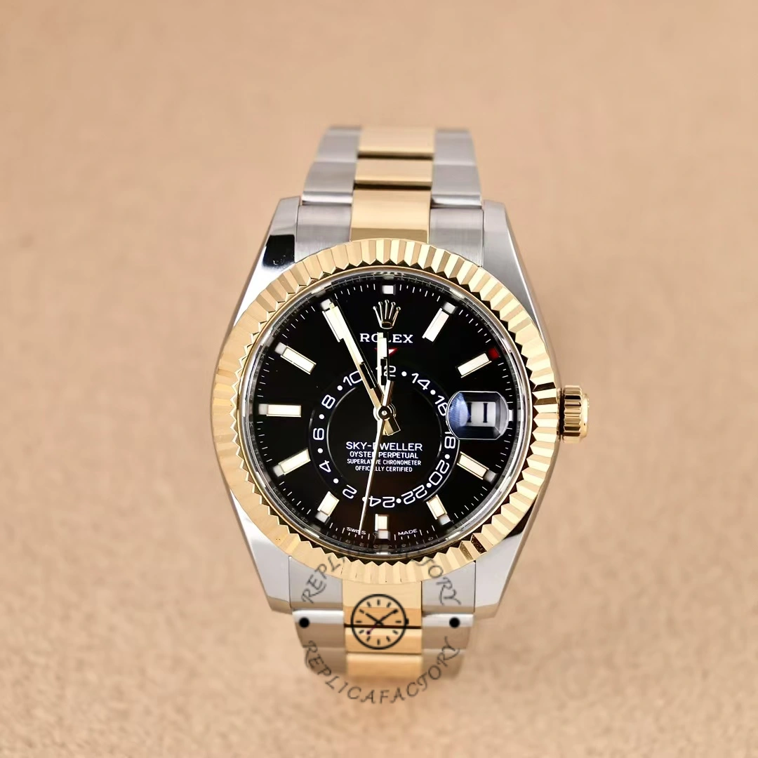 Rolex Sky-Dweller 326933 Black Dial Stainless Steel 42MM Mens Replica Watch