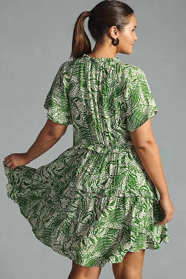 Robin Tiered Mini Dress DARK GREEN