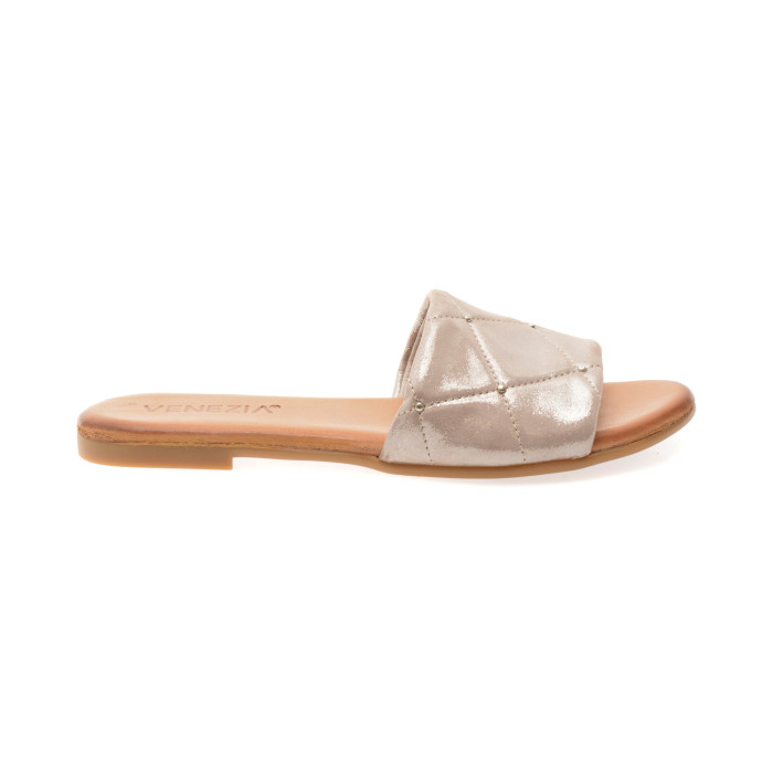 Papuci VENEZIA argintii, 301346, din piele naturala