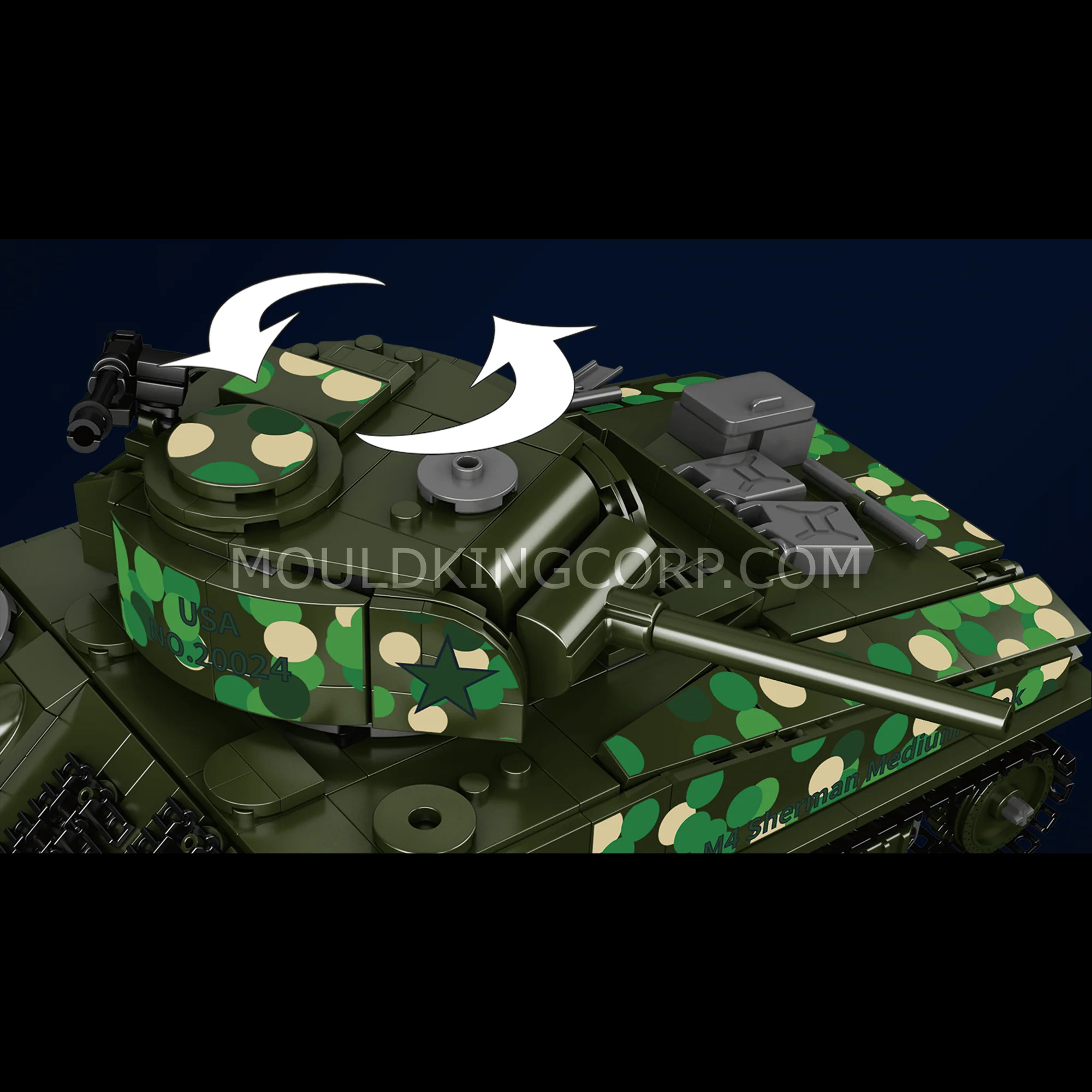 MOULD KING 20024 M4 Sherman Tank Remote Controlled Building Set | 950 PCS