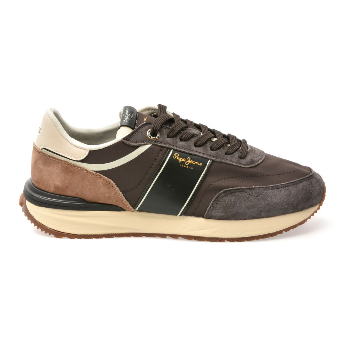 Pantofi sport PEPE JEANS maro, MS60008, din material textil si piele naturala