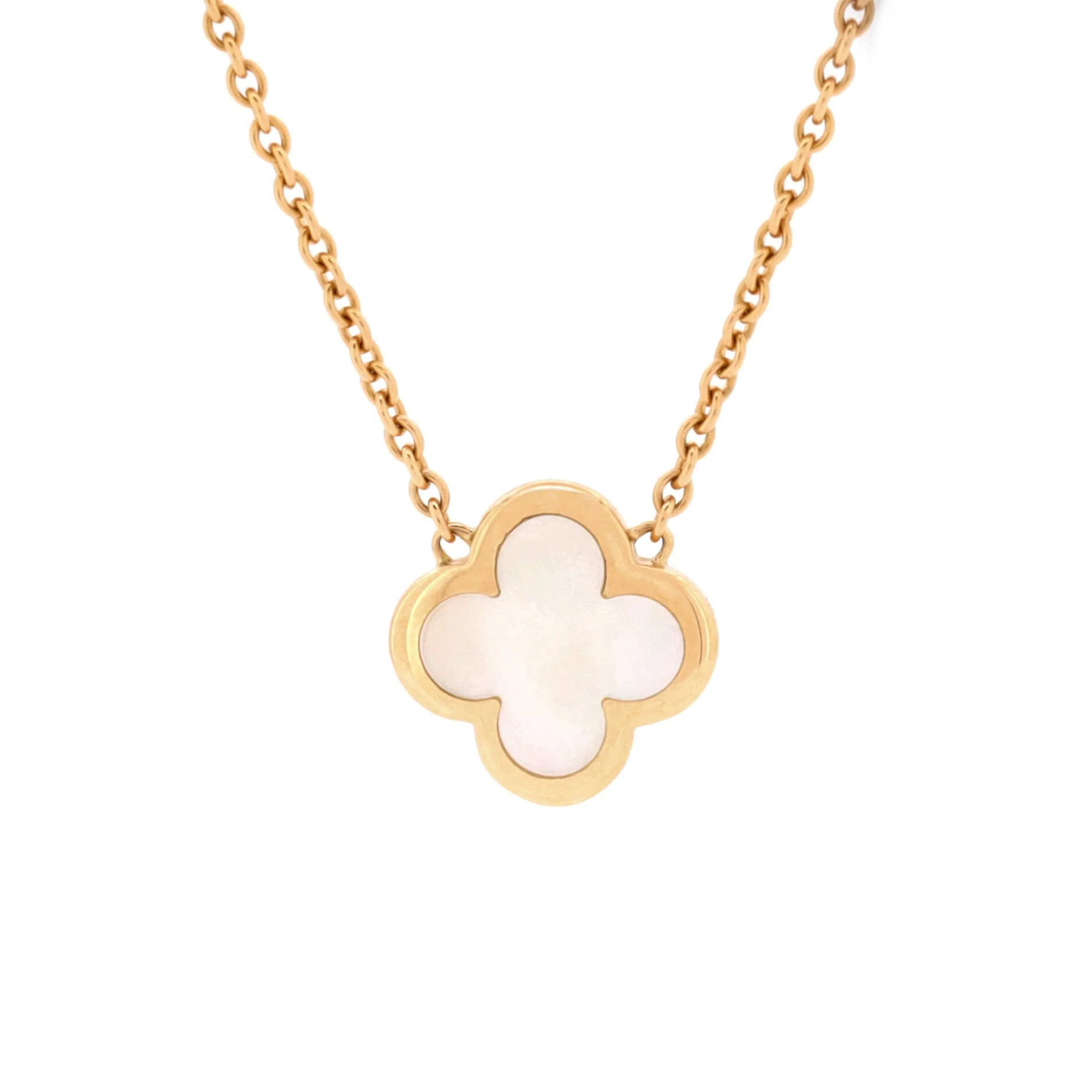 Pure Alhambra Pendant Necklace 18K Yellow Gold and Mother of Pearl