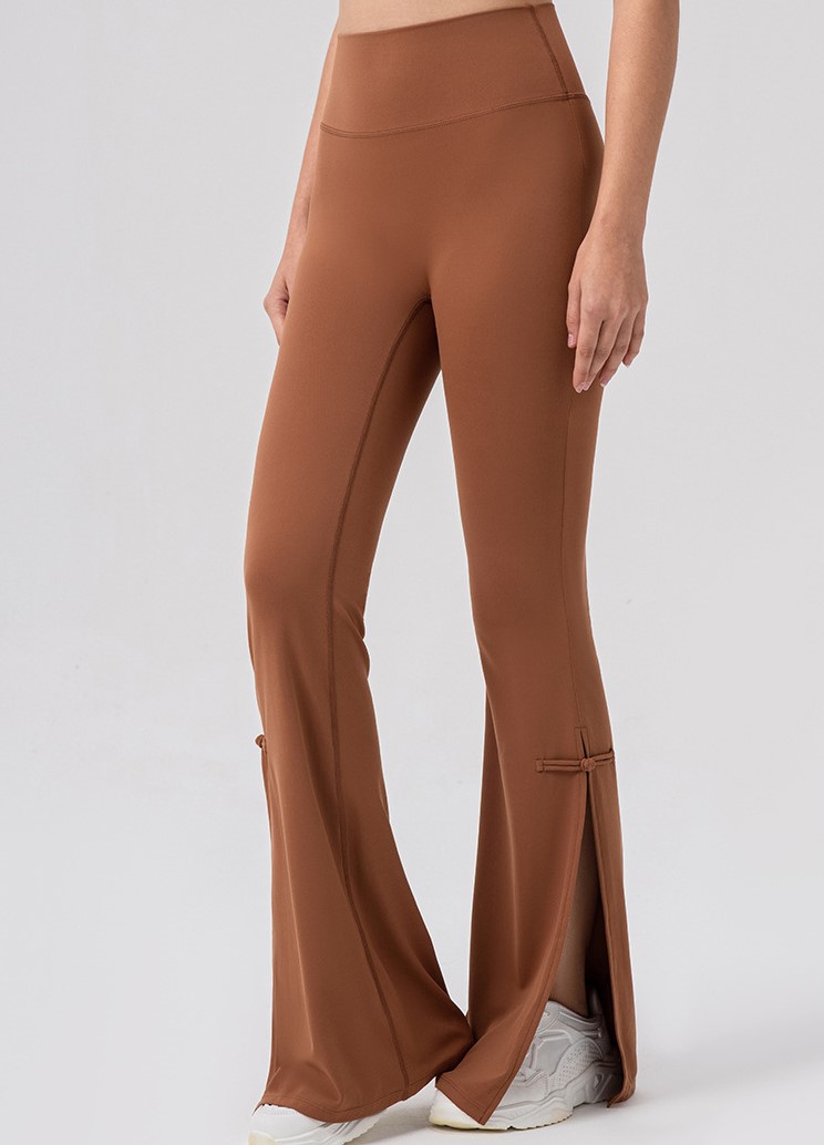 Breathable Series Naked Feel Yoga Pants Women's Peach High-Waisted Hip-Lifting Slit Sports Pants High Elastic Dance Fitness Micro-Bass Pants