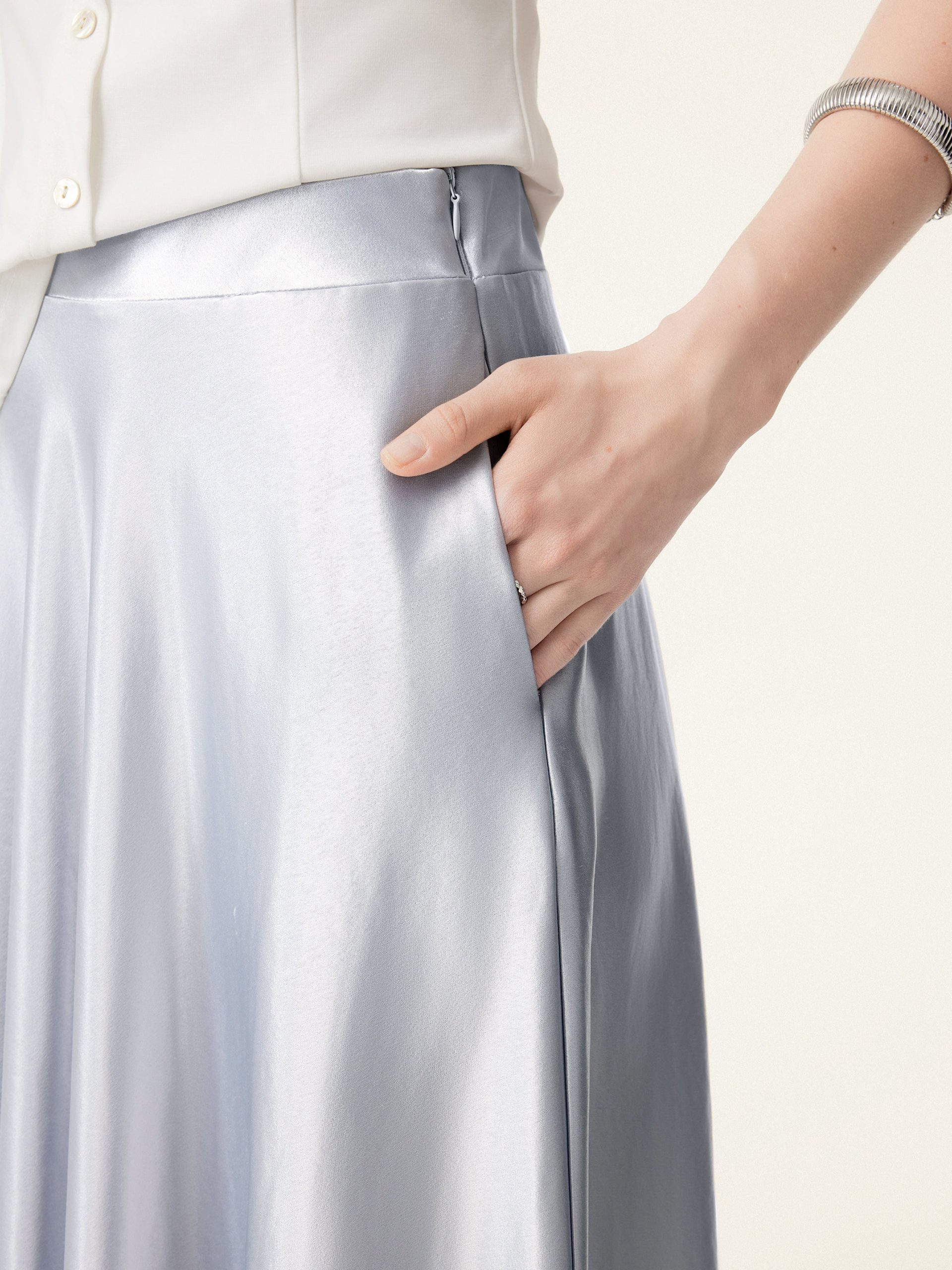 Bias-cut Acetate Maxi Circle Skirt with Pockets