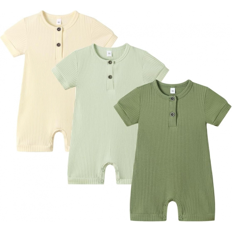 VAELIRAEL Baby Boy Girl 2/3 Pack Solid Romper