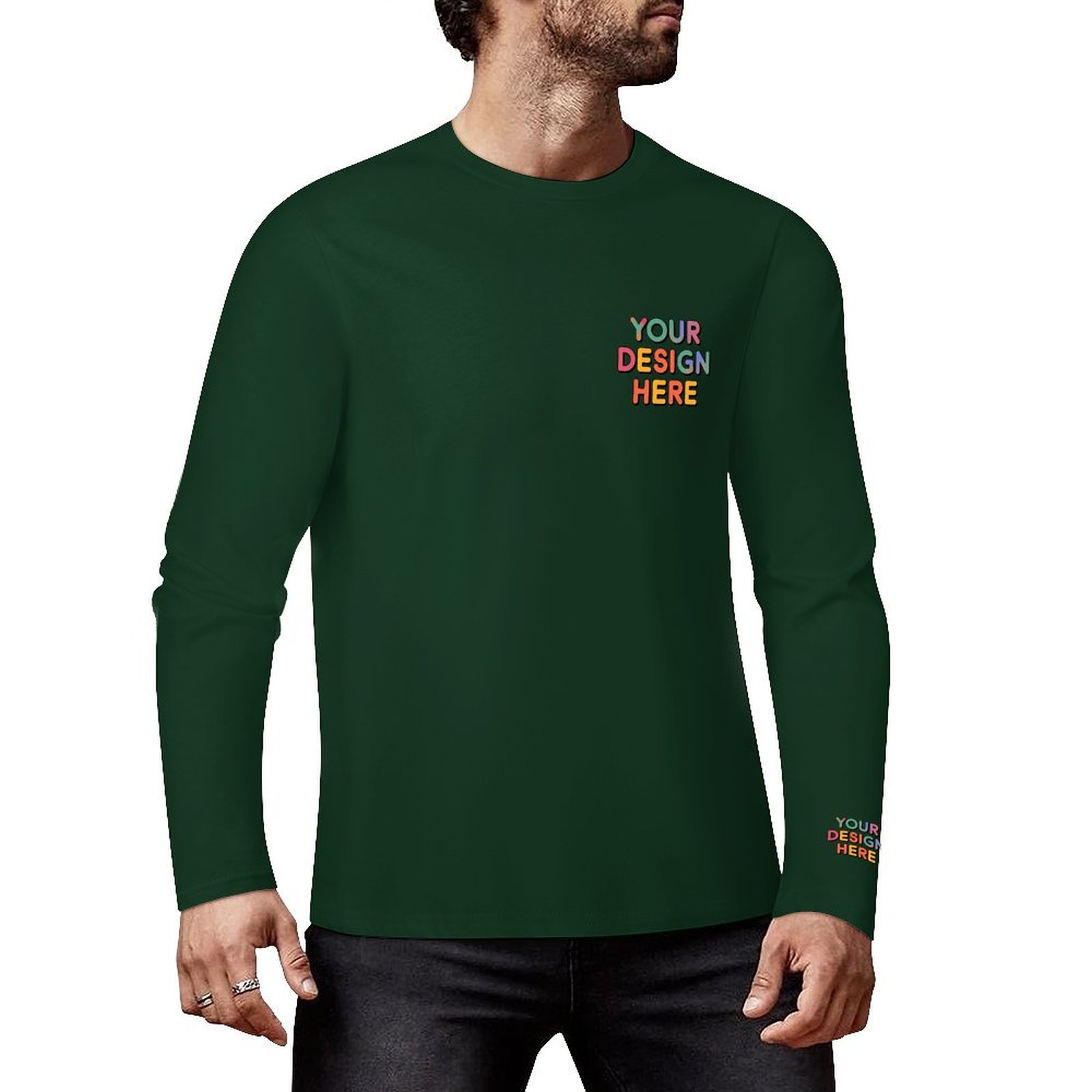 Custom Men’s Premium 160g Pure Cotton Long Sleeved T-Shirt