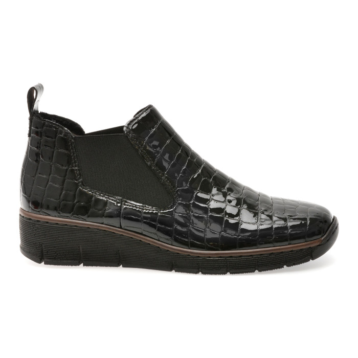 Ghete RIEKER negre, 53794, din piele croco