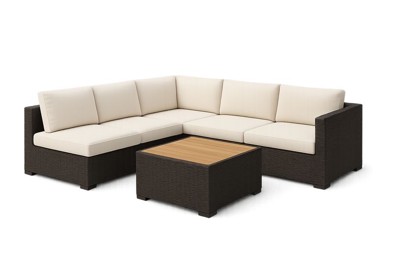 Set Divano Angolare da Giardino in Rattan con Tavolino