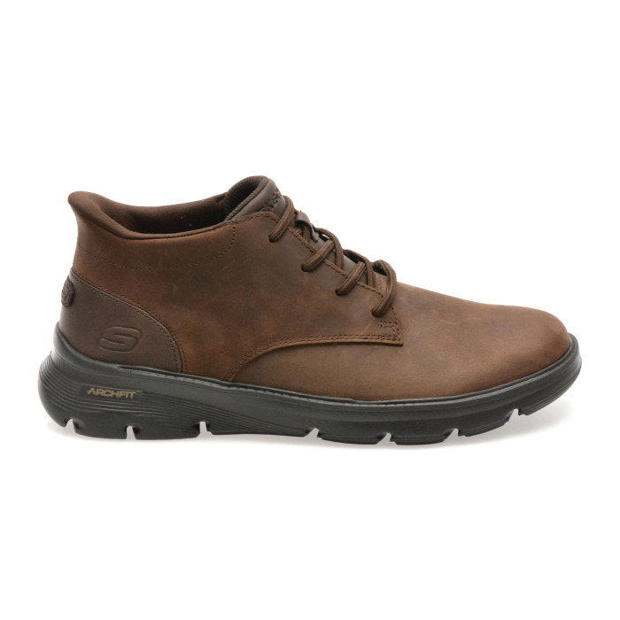 Ghete SKECHERS maro, ARCH FIT GARZA, din piele naturala