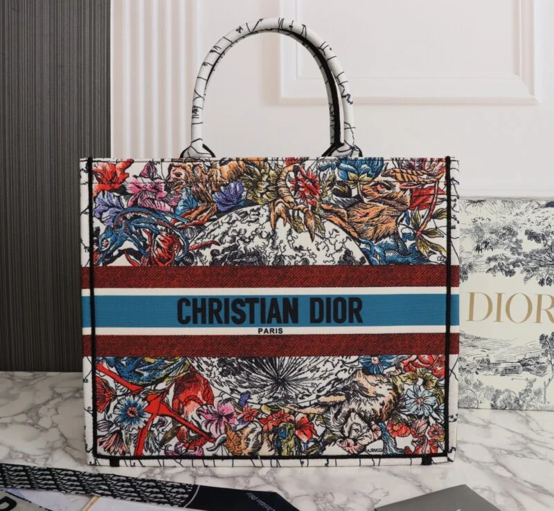Dior Latte Multicolor Medium/Large Book Tote- 36/42Cm