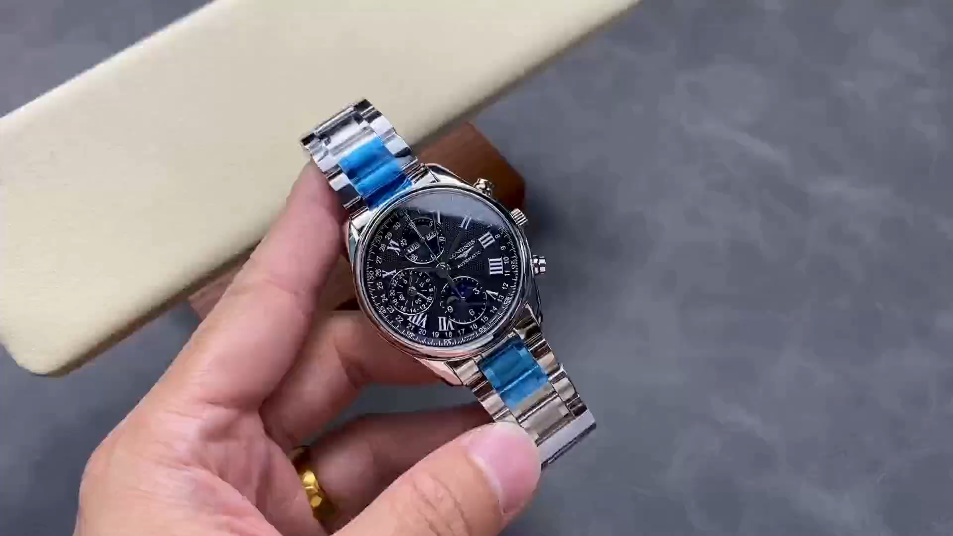 Longines L2.673.4.51.6 Master Replica 40 Stainless Steel Chronograph Black Dial