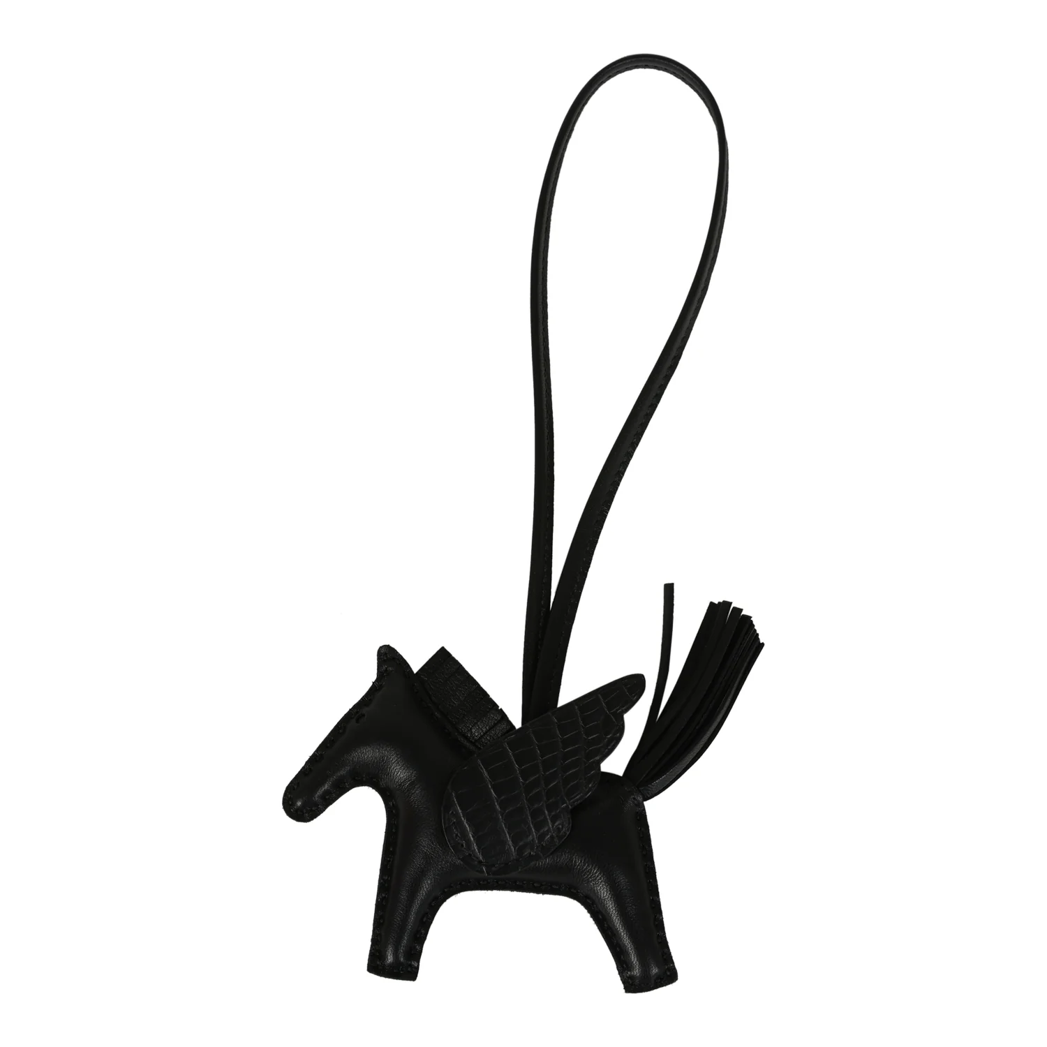 Hermes Pegase Rodeo Bag Charm PM So Black Touch Milo Lambskin and Matte Alligator