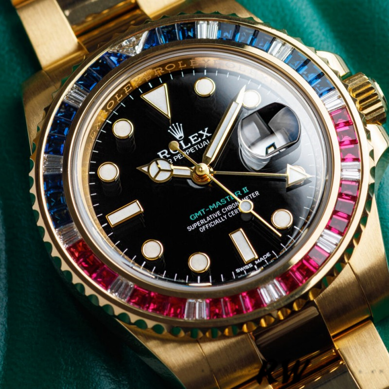 Rolex GMT-Master II 116758 Oyster Bracelet Black Dial Diamonds 40mm Mens Replica Watch