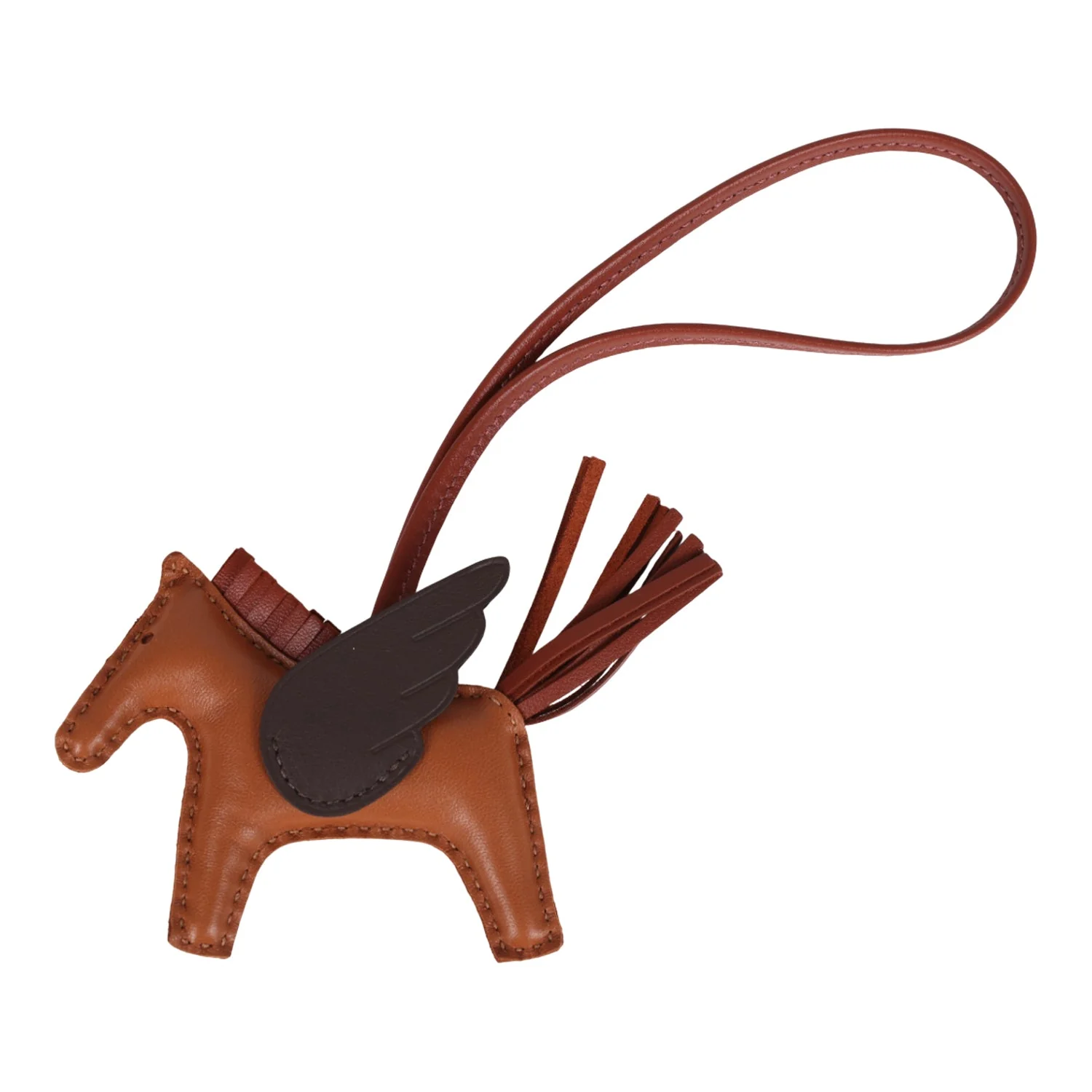 Hermes Pegase Rodeo Bag Charm PM Pain D'Epice/Sienne/Moka Swift & Milo Lambskin