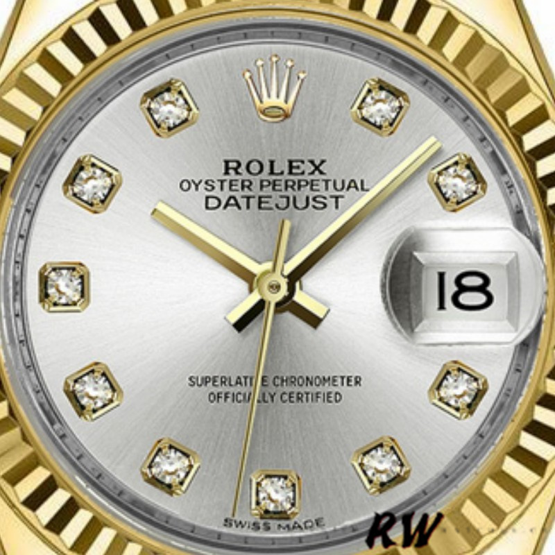Rolex Datejust 279178 Silver Diamond Mark Fluted Bezel 28mm Lady Replica Watch