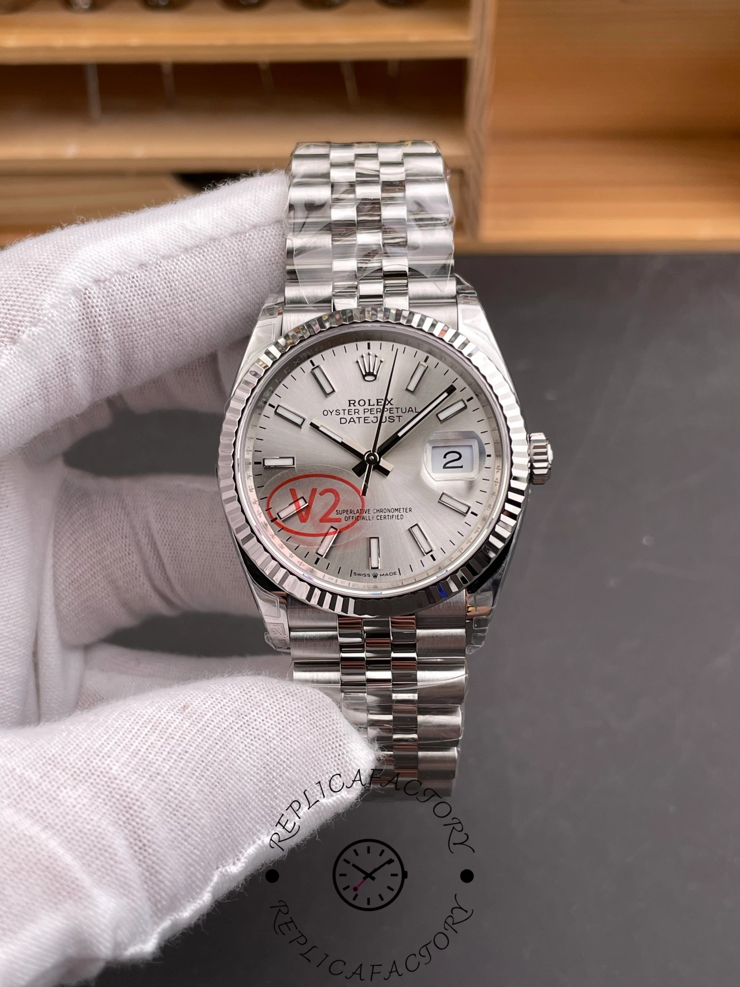 Rolex Datejust 126234 Fluted Bezel Silver Index Dial 36MM Unisex Replica Watch
