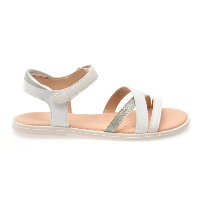 Sandale GEOX albe, J5235D, din piele ecologica