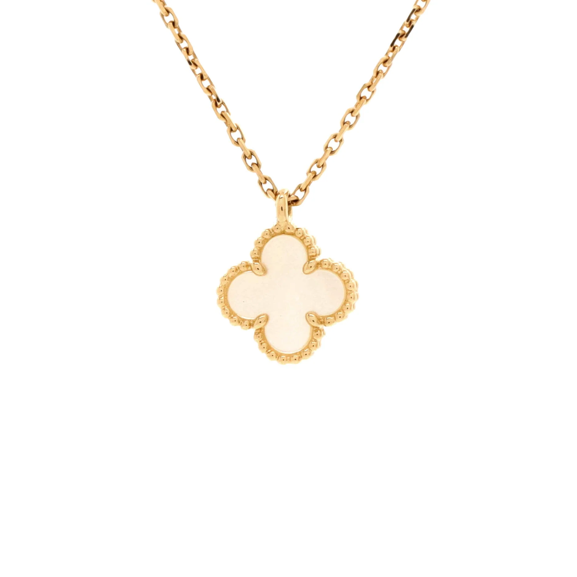 Sweet Alhambra Pendant Necklace 18K Yellow Gold and Mother of Pearl