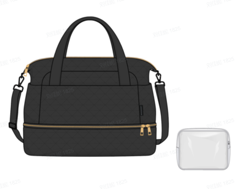 BAGSMART Unisex Large Travel Duffel Bag with Toiletry Bag, Puffer Carry-On Gym Weekender Bag with Shoe Compartment, Black