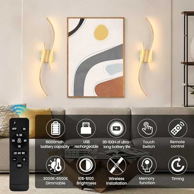 WALLARTISAN Battery Operated Wall Sconces with Remote Control