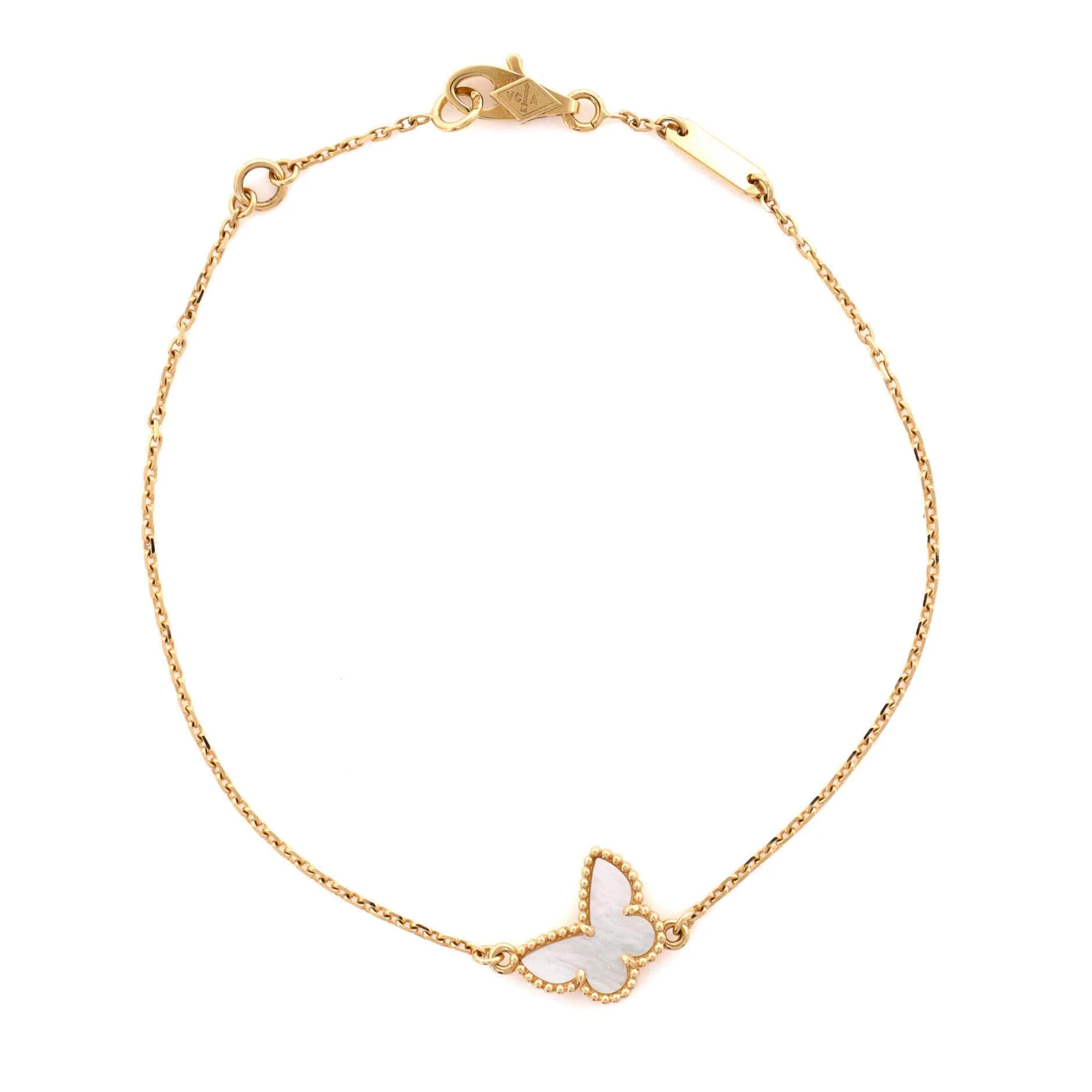Sweet Alhambra Butterfly Bracelet 18K Yellow Gold and Mother of Pearl