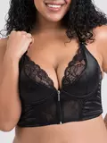 Lovehoney Plus Size Front-Fastening Satin Longline Bra Black