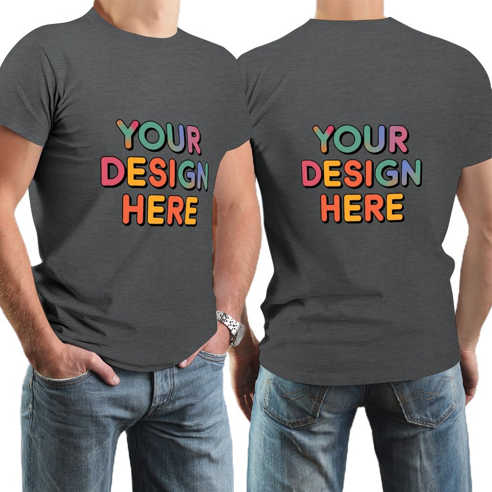 Personalized Custom Men’s Durable Cotton T-Shirt with Double-Sided Design
