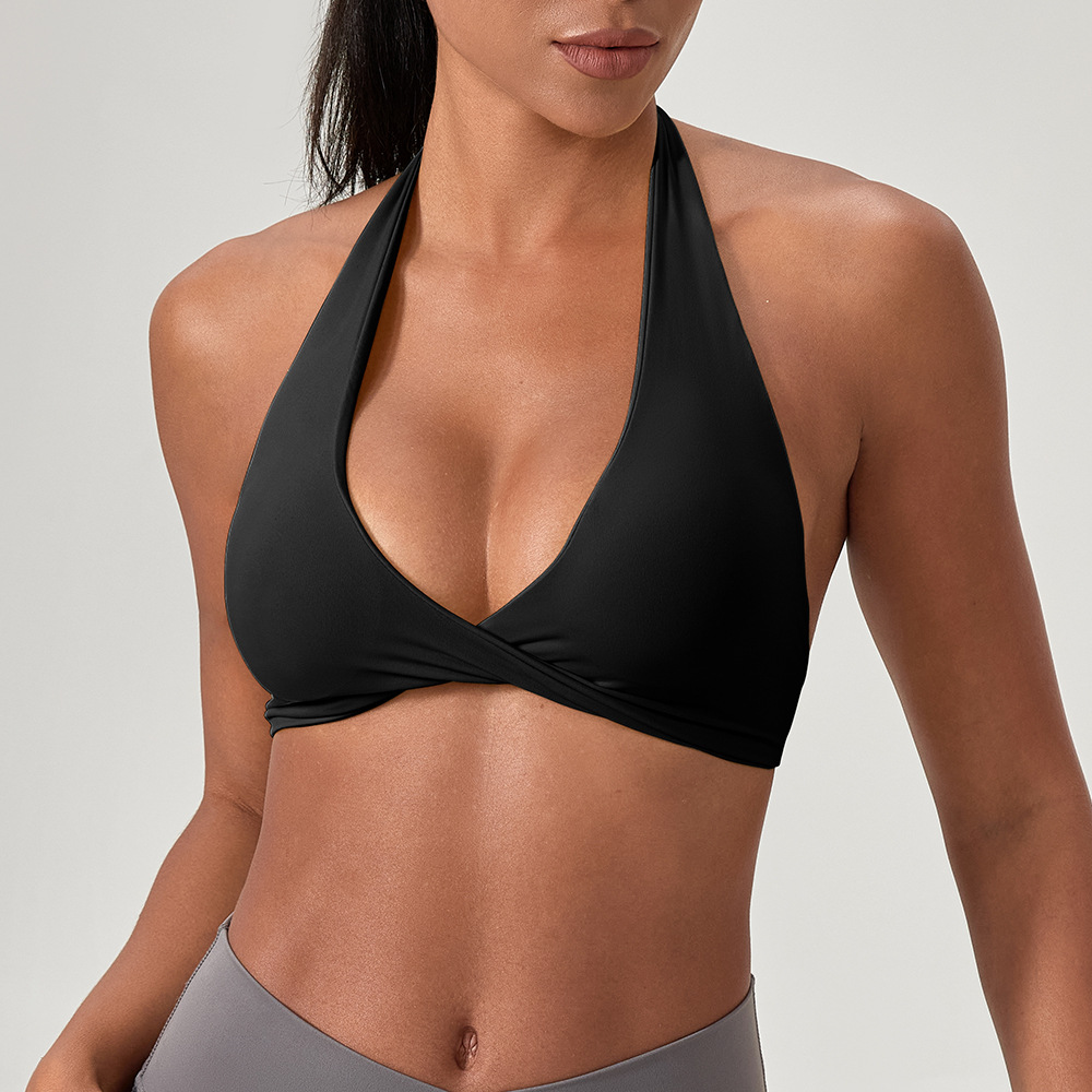 Popular European and American style yoga bra, halter neck, backless, sexy wire-free sports bra