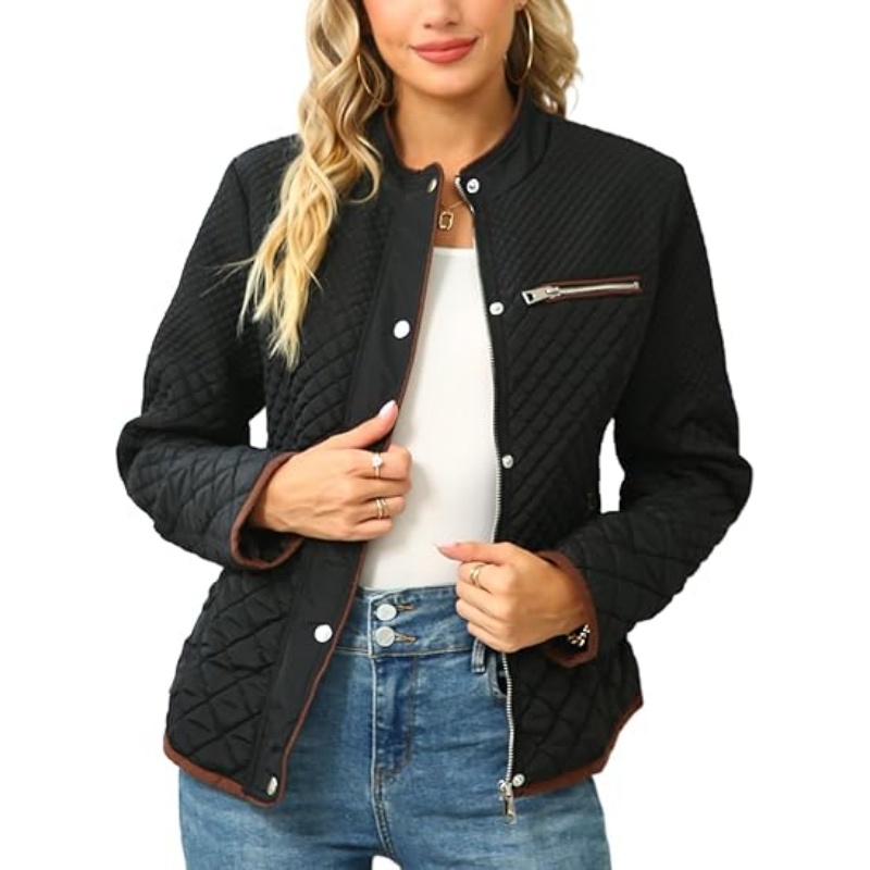 Women's Stand Collar Lightweight Quilted Puffer Jacket